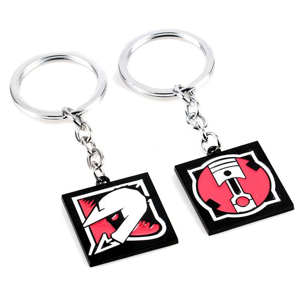 

game rainbow six siege key chains men women skull metal keychain male anime key ring holder porte clef gift jewelry, Silver