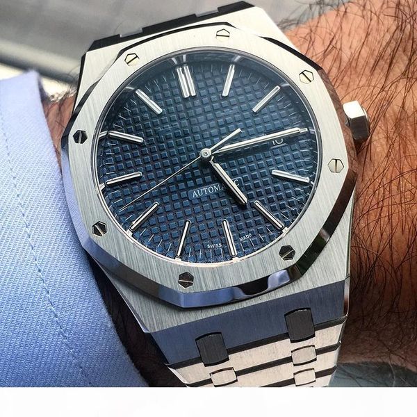 

luxury fashion classic 41mm stainless steel strap men's automatic movement mens 15400st watch for men watches wristwatches, Slivery;brown