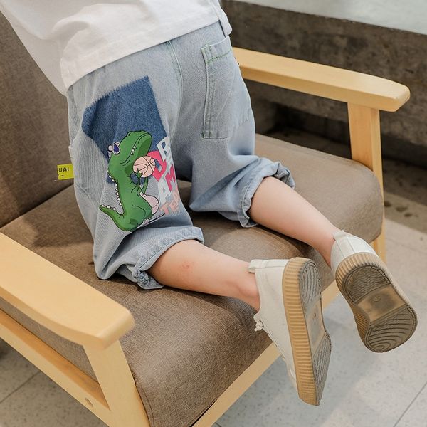 

boys' five-legged summer thin 2020 new medium and large casual pants jeans and jeans children boys' casual pants fashionable child, Blue