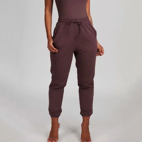 

women tie waist basic joggers cotton sweat pants basic slim jogger, Black;white