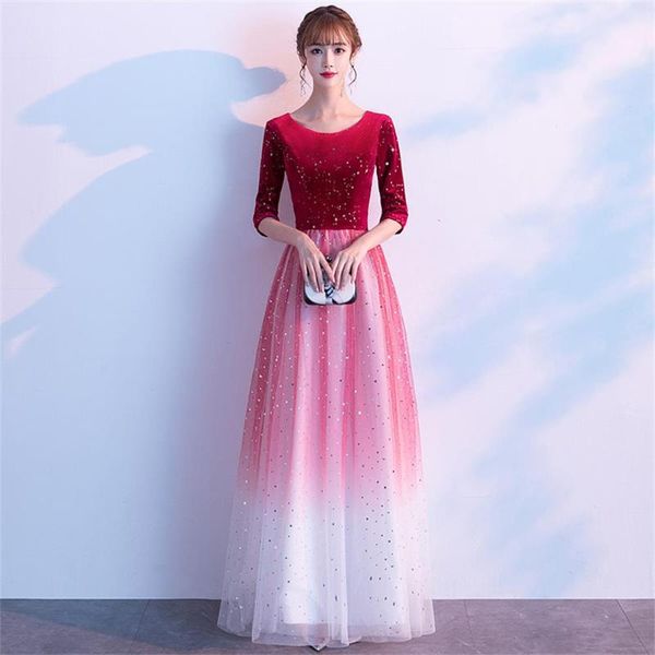 

party dresses hafe sleeve formal dress a-line evening o-neck tull long, White;black