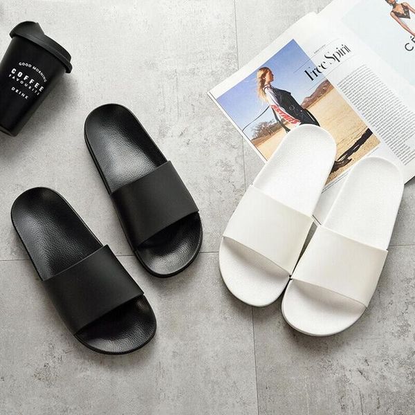 

summer home men women slippers simple black white shoes non-slip bathroom slides flip flops couples indoor platform slippers