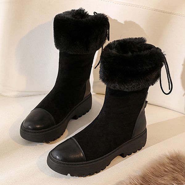 

женщины зима снег сапоги плюш мягкий мех новый моды мило хлопка обувь короткие сапоги женский большой размер 34-43, Black