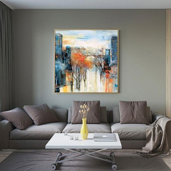 

modern abstract colorful tree forest landscape oil painting nordic posters & prints wall art canvas pictures for living room home decor