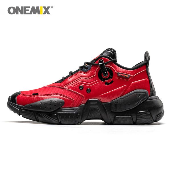

onemix man sneakers for men running shoes technology style leather damping comfortable men red sport for women retro dad shoes