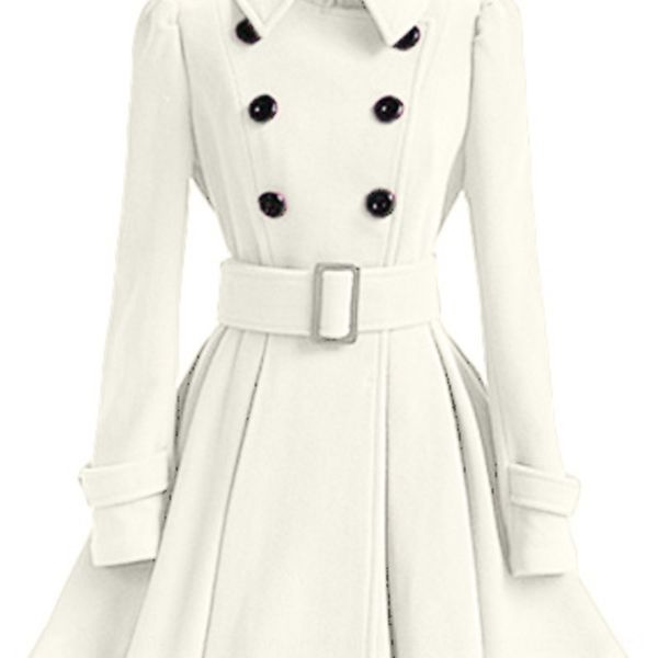 

autumn and winter woolen seven-color four-size windbreaker wool coat wool woolen trench coat women's belt, Black