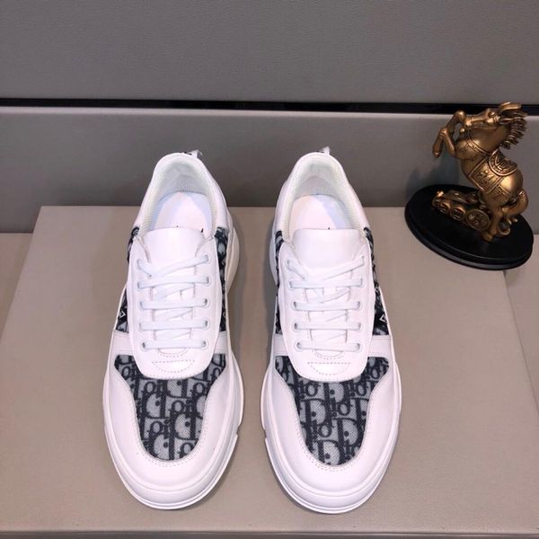 

2019 limited edition leather stitching letters sneakers, personalized trend shoes, thick white shoes, original box packaging 38-44, Black