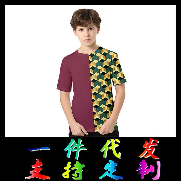 

popular anime ghost blade big children's clothing t-shirt 3d digital printing fashion simple short-sleeved t-shirt, White;black