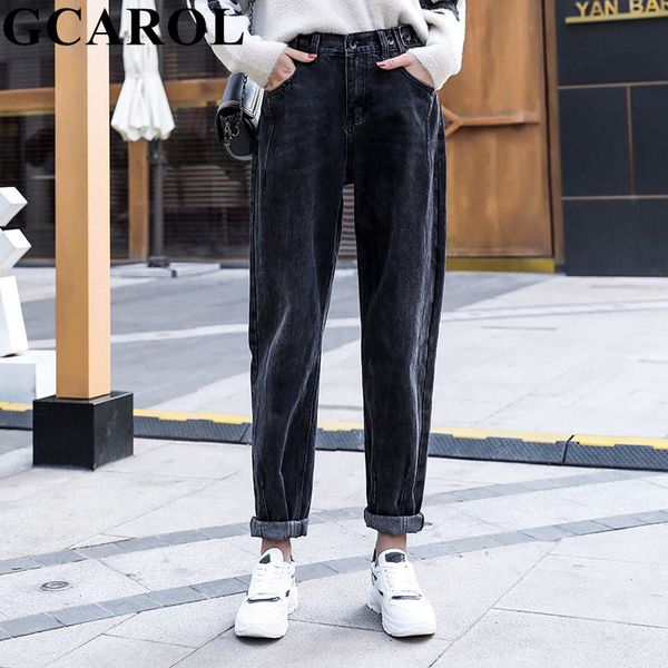 

gcarol new women high elastic waisted harem pants with belt retro old style fall winter ankle length pants plus size trousers, Blue