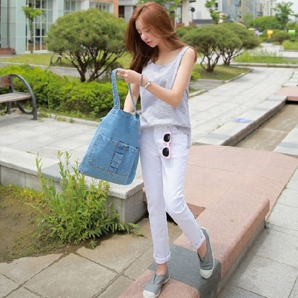 

korean new fashion women's korean denim washed women's shoulder shoulder bag fashion all-match cloth bag