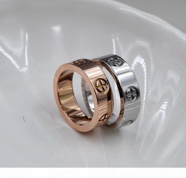 

titanium steel silver love ring men and women rose gold ring for lovers couple ring for wedding