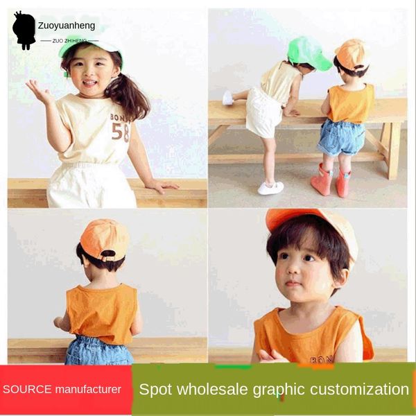 

summer digital children's korean-style neutral children's vest printed digital cotton round neck sleeveless vest, Blue