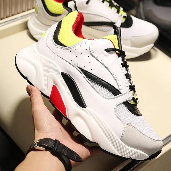 

new arrival men 's shoes b22 white yellow and black canvas and calfskin sneaker drop ship fast delivery design vintage chunky sneakers