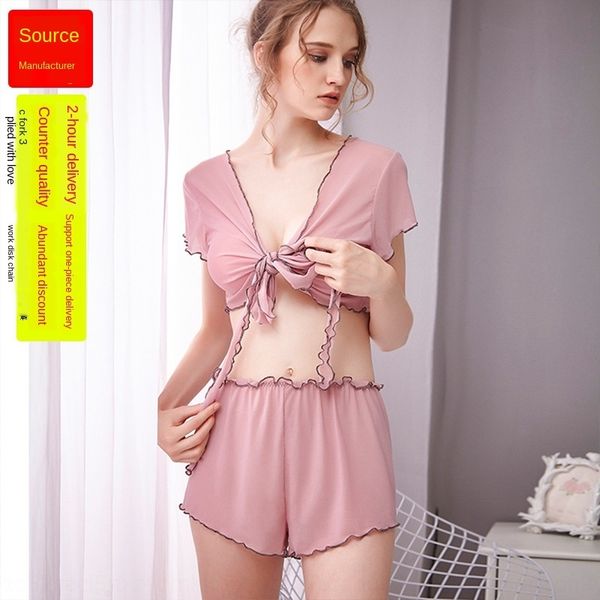 

новые пижамы женские сексуальные ультра короткие пупок короткий рукав нижнее белье шнурках сексуальный костюм нижнее белье шорты и шорты сет, Black;white