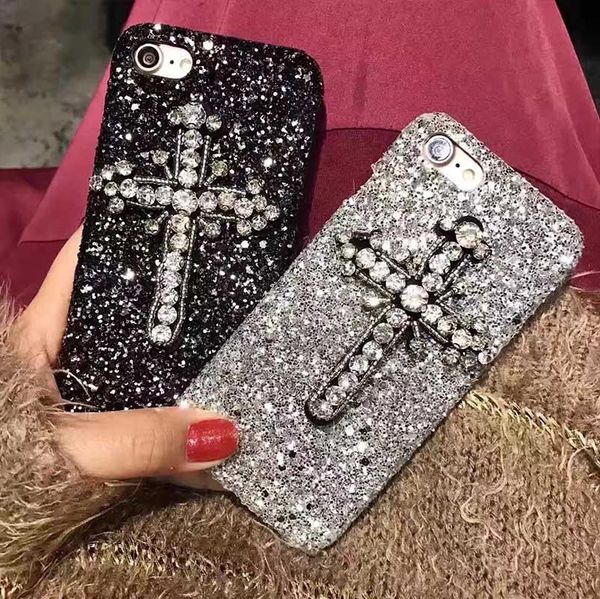 

3d шику блеск блестящего телефона случае iphone6 ​​6s 7 8 плюса вспышки алмазной жесткая задней крышки для iphone11 про макс