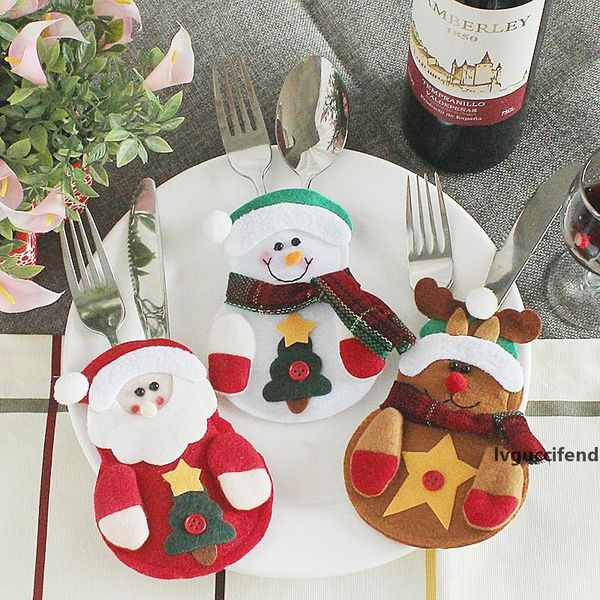 

christmas cutlery bag santa clause snowman deer xmas tableware decorations l home party cutlery fork knife bags