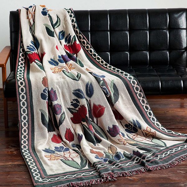 

blankets tulip design blanket vintage throw multifunction sofa covers slipcover europe style stitching travel plane