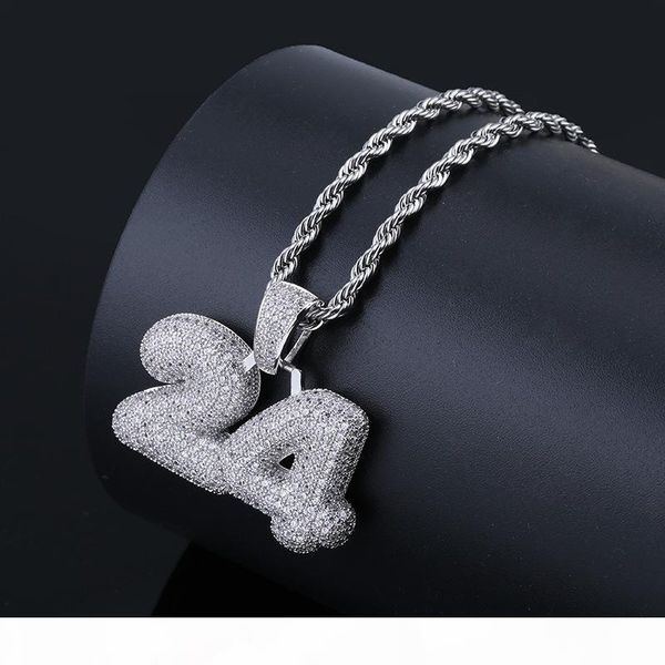 

letter 24 pendant necklace ice out gold silver jewelry men hip hop jewellry necklaces with cz
