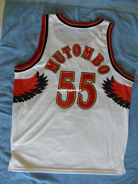 

sewn dikembe deke mutombo jersey new made in usa mens vest size xs-6xl stitched basketball jerseys ncaa, Gray