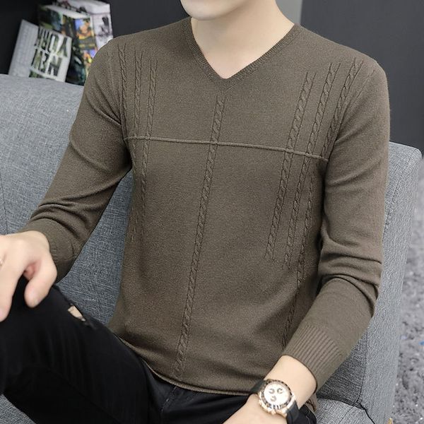 

autumn sweater korean-style v-neck solid color slim bottoming cotton knitwear fashion student thin pullover knitting shirt, White;black