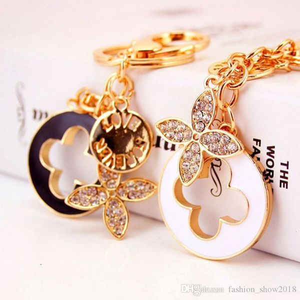 

clover keychains creative clover shape keychain fashion keyring metal key ring car accessories women bag charm ing, Slivery;golden