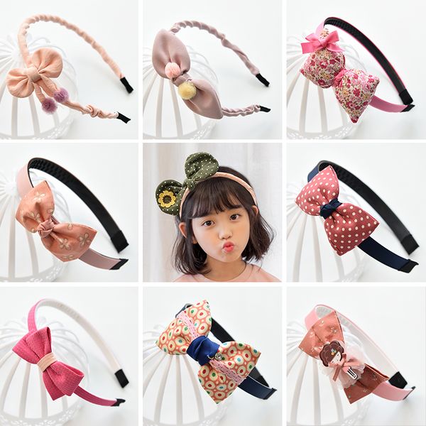 

girl ear bow knot hairband solid color cross knot children hair head hoop simple sweet kid hair headband accessories, Slivery;white