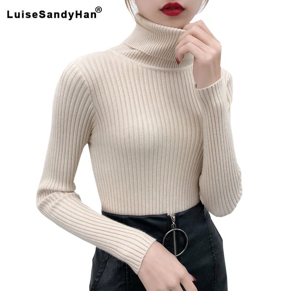 

2020 women sweater casual solid turtleneck female pullover full sleeve warm soft spring autumn winter knitted cotton, White;black