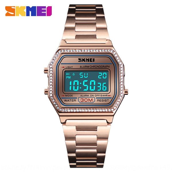 

lkump skmei multi-functional exquisite stone waterproof casual electronic skmei multi-functional exquisite electron electron stone watch wom, Blue