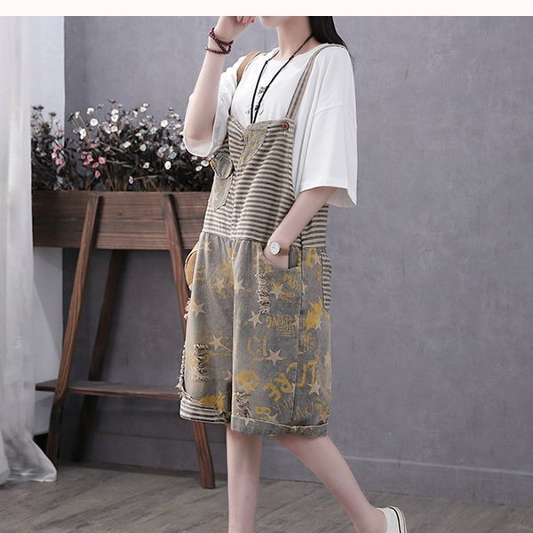 

summer loose playsuits overalls women kawaii sweet cute big dungarees rompers stars print casual fashion az21581726, Black;white