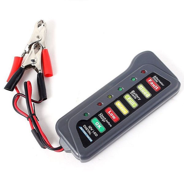 

original ancel 12v car digital battery checker tester alternator 6 led lights display for cars vehicle motorcycle batteries