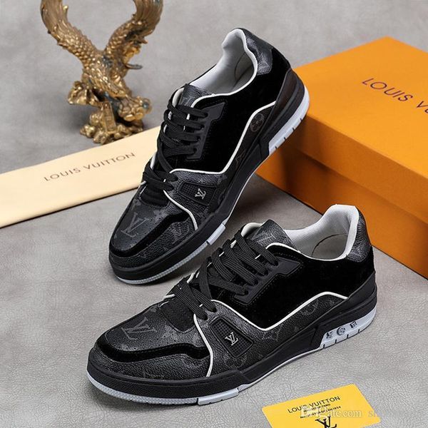 

luxury men shoes fashion with box sports breathable casual outdoors athletic chaussures pour hommes trainer sneaker mens shoes sneakers l55, Black