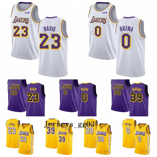 

anthony 23 davis 2020 los angeles lakers basketball jerseys kyle 0 kuzma men women youth dwight 39 howard yellow violet white, Black;red