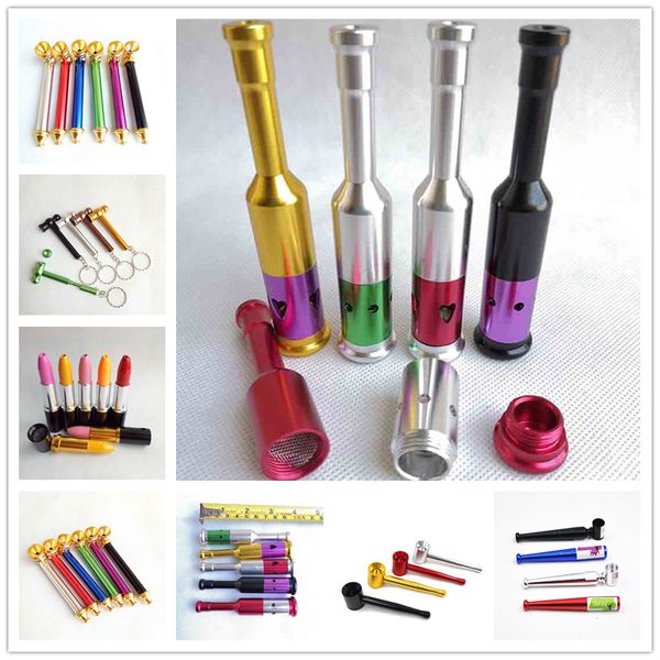 Hammer Metall Tabakpfeife Kräuterzigarette Handfilter Marker Stift Topf Lippenstift Flasche Baseballpfeifen Schlüsselanhänger 7Styles Geschenke