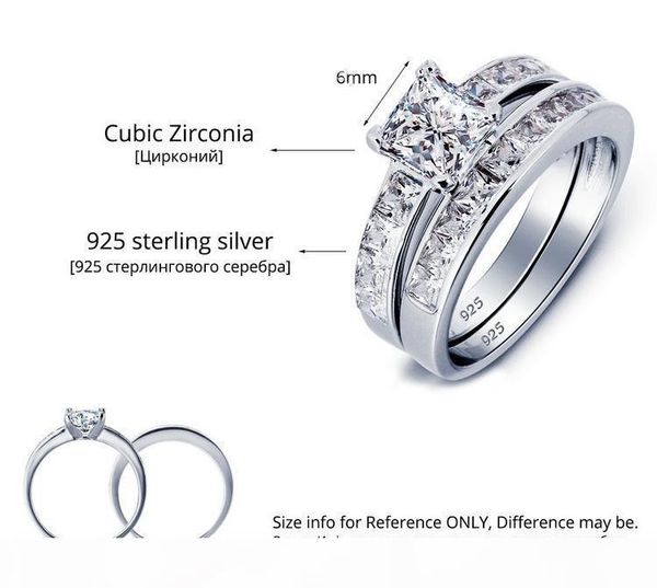 

fashion real 925 sterling silver wedding ring set for women silver wedding engagement jewelry wholesale