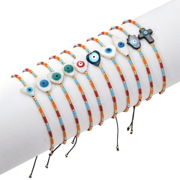 

bohe miyuki bracelets turkish evil eye bracelet love pulseras mujer heart jewelry for women bileklik rope bracelet 2020 new, Black