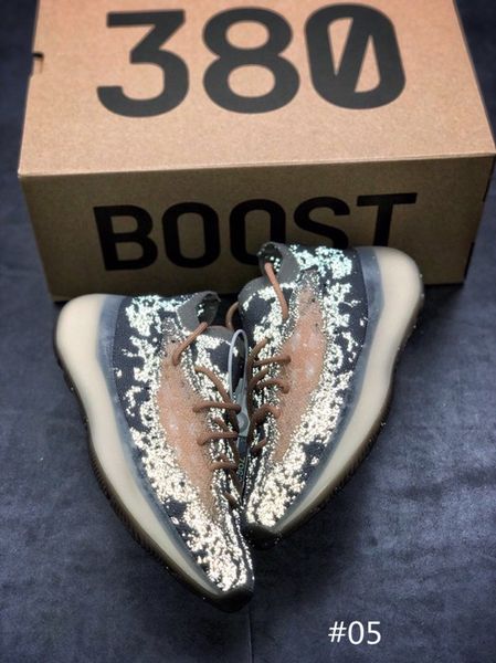 

new 380 blue oat reflective basf men women running shoe with box 2020 kanye west 380 mist sport sneakers size 5-14