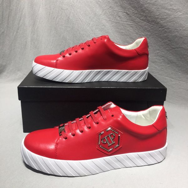 

2020 k3 leather lace-up fashion casual mens luxury designer shoes classic flat shoes mens sneakers original box, Black