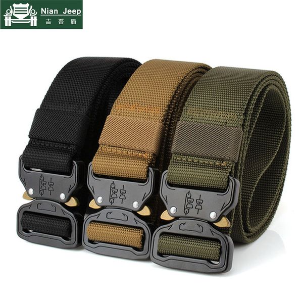

brand 2020 combat tactical belt men adjustable nylon heavy duty tactical waist belts with metal buckle cinturon hombre, Black;brown