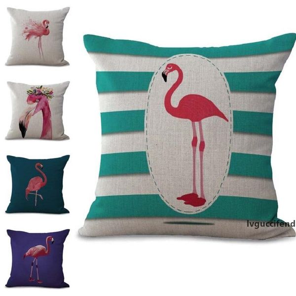 

tropical birds flamingo pillow case cushion cover linen cotton throw square pillow covers 5 colors custom 45x45cm 100g