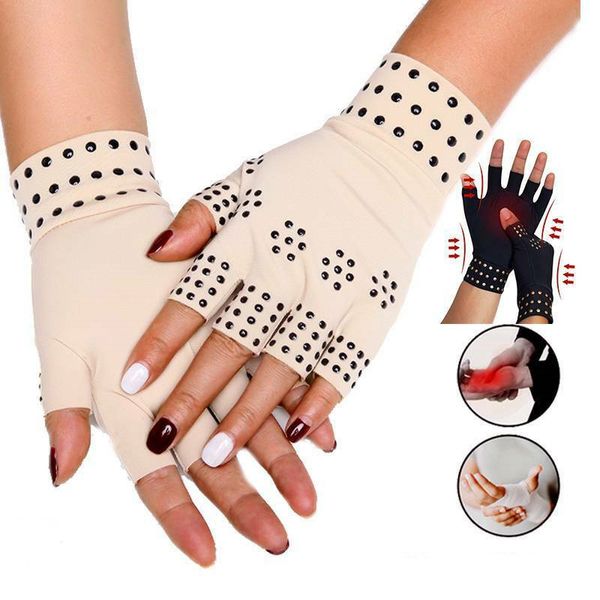

wrist support magnetic therapy finger gloves anti arthritis health compression pain relief heal joints braces supports care, Black;red