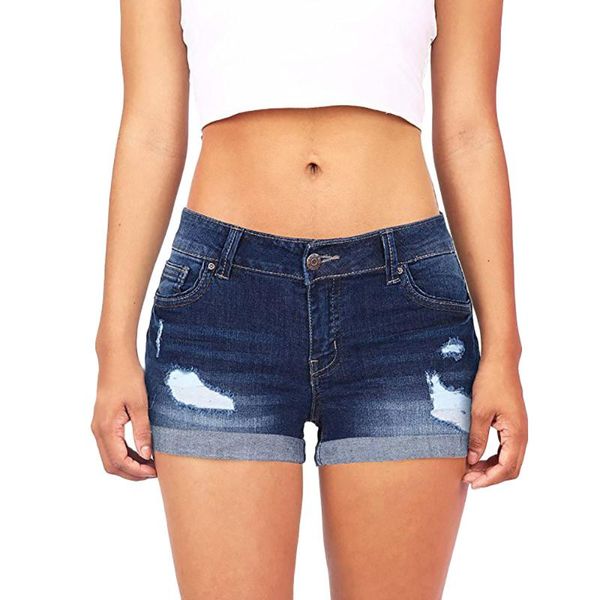 

short jeans women low waisted washed ripped hole soft and comfortable short mini jeans denim pants shorts 2020 #j4s, Blue