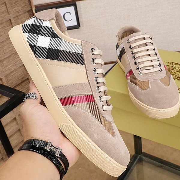 

men shoes casual trainer high flats fashion sneakers footwear platform chaussures pour hommes leather and house check sneakers