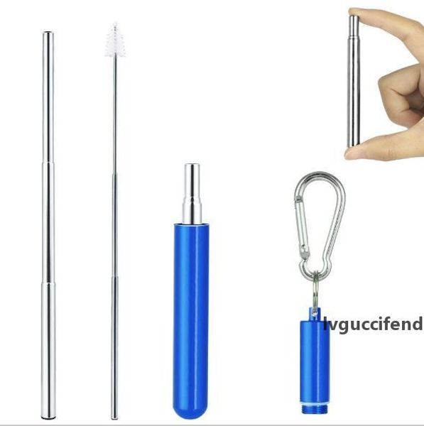 

new dining telescopic metal drinking straw collapsible reusable straw portable stainless steel straw with case and brush for travel outdoor