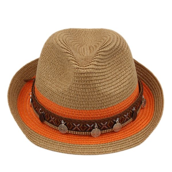 

fashion summer straw fedora trilby hat panama beach sun hat ethnic tassel gangster jazz cap, Blue;gray