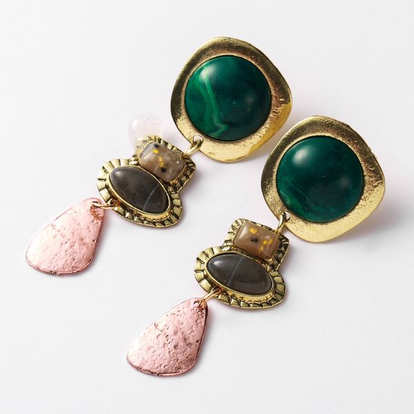

new multi-layer alloy resin earrings women's popular ear accessories, Golden