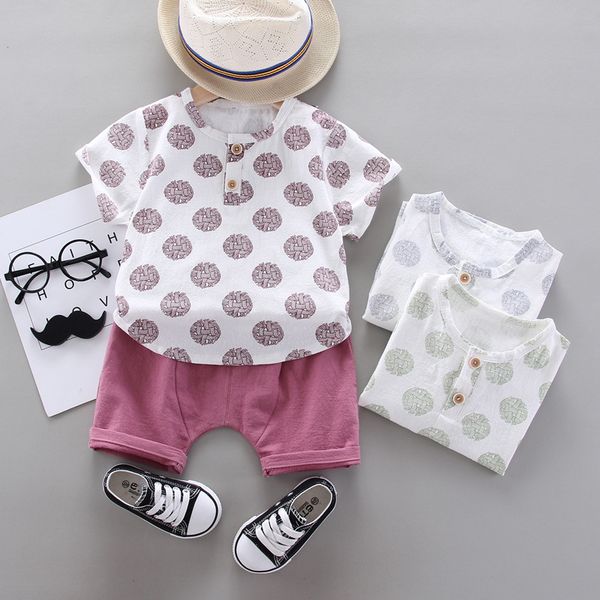 

children's summer suit fashion cartoon printed t-shirt short-sleeved shorts cotton men and women baby children's clothing a2, White