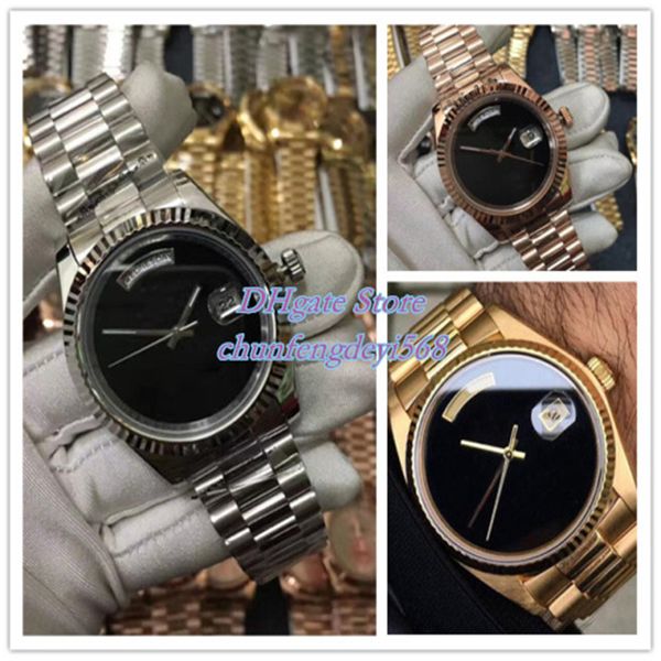 

3 colors automatic 41mm day date glide smooth black face mechanical sapphire original 18k gold stainless steel men's luxury watches, Slivery;brown