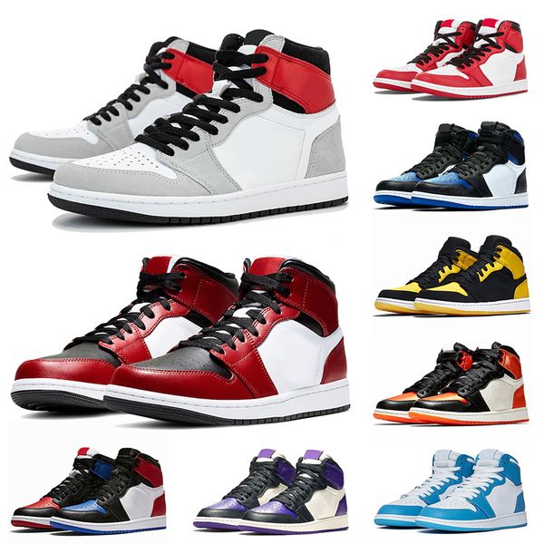 

jumpman 1 high og light smoke grey retro mid chicago black toe 1s mens womens basketball shoes game royal designer air trainers sneakers