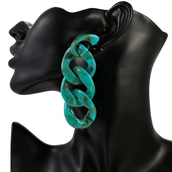 

acrylic chain long drop earrings for women korea fashion geometric colorful resin statement beach jewelry gift, Silver