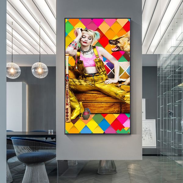 

harley quinn movie posters comic suicide squad canvas painting cuadros wall art for living room home decor (no frame